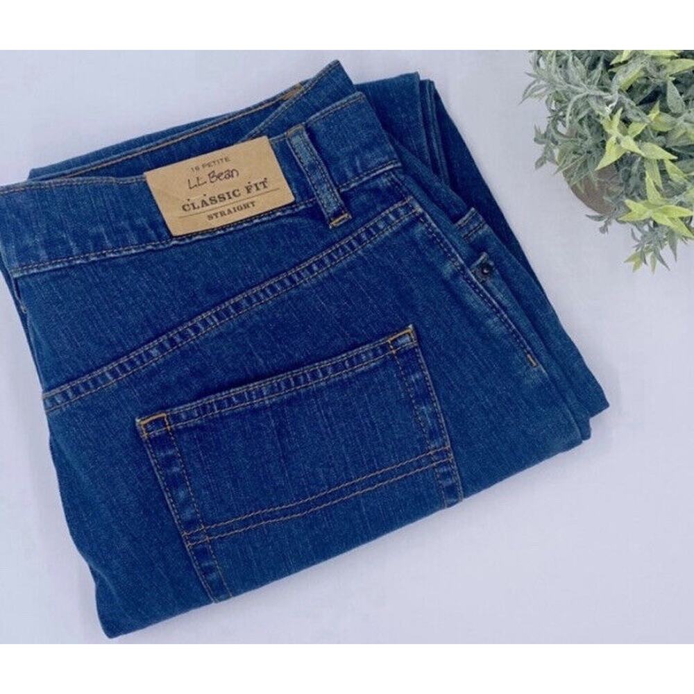 LL Bean Beans Stretch True Blue Straight Bootcut Classic Fit‎ Capris, Sz 16P New